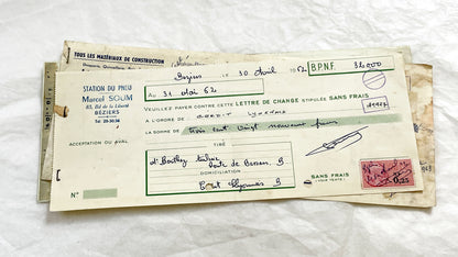 1650s - Lot of 6 Vintage French Bills of Exchange – Handwritten Commercial Documents with Stamps