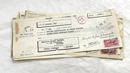 1650s - Lot of 6 Vintage French Bills of Exchange – Handwritten Commercial Documents with Stamps
