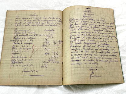 1920s - Vintage French School Notebook - Young Girl's Handwritten Exercises - Historic Classroom Ephemera - Daily Life in France