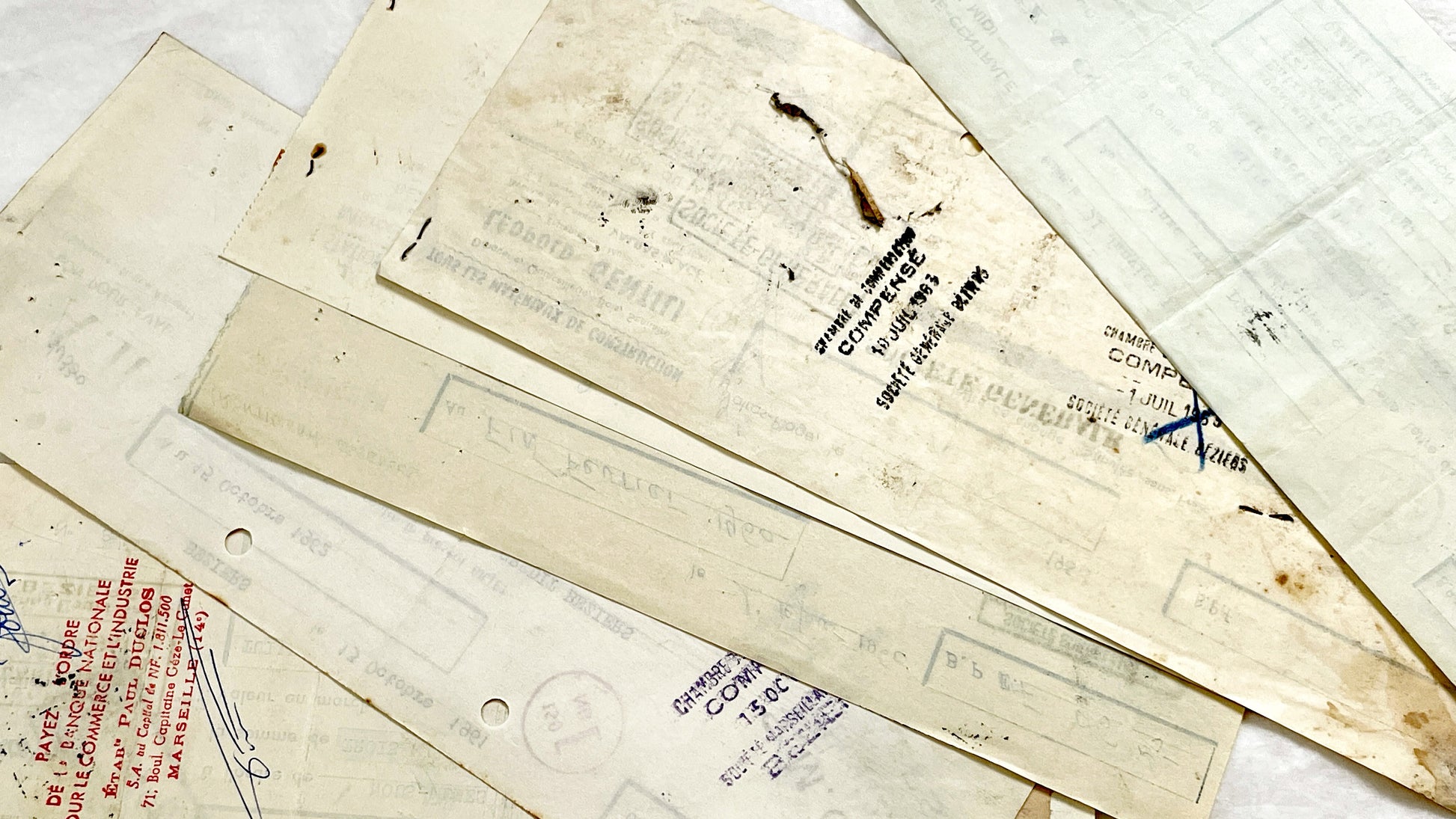 1650s - Lot of 6 Vintage French Bills of Exchange – Handwritten Commercial Documents with Stamps