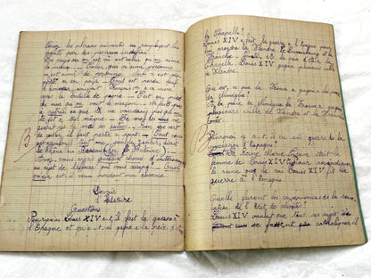 1920s - Vintage French School Notebook - Young Girl's Handwritten Exercises - Historic Classroom Ephemera - Daily Life in France