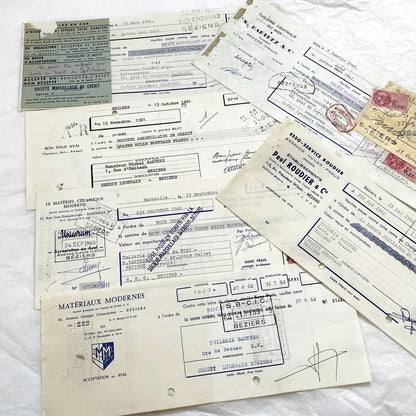 1650s - Lot of 6 Vintage French Bills of Exchange – Handwritten Commercial Documents with Stamps