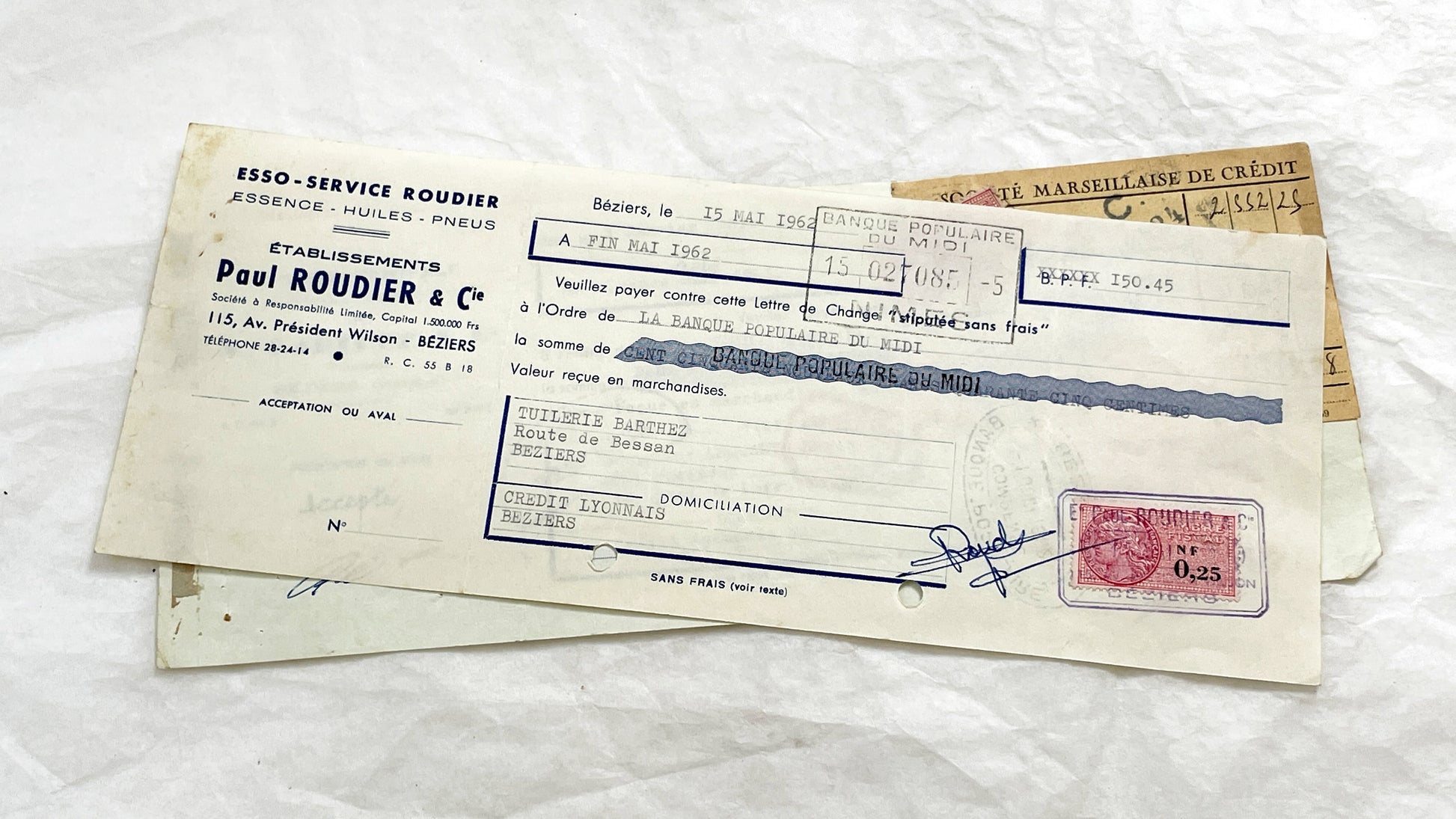 1650s - Lot of 6 Vintage French Bills of Exchange – Handwritten Commercial Documents with Stamps