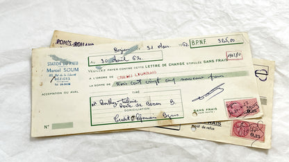 1650s - Lot of 6 Vintage French Bills of Exchange – Handwritten Commercial Documents with Stamps