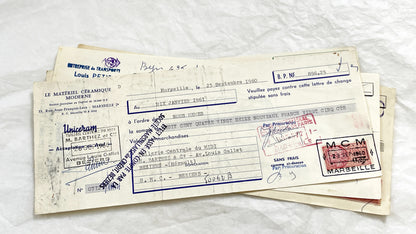 1650s - Lot of 6 Vintage French Bills of Exchange – Handwritten Commercial Documents with Stamps