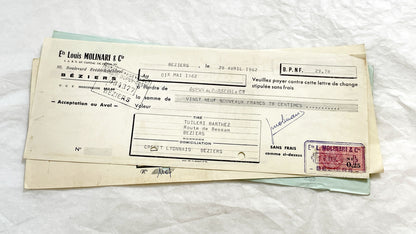 1650s - Lot of 6 Vintage French Bills of Exchange – Handwritten Commercial Documents with Stamps