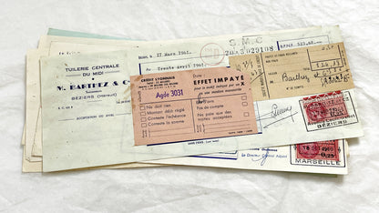 1650s - Lot of 6 Vintage French Bills of Exchange – Handwritten Commercial Documents with Stamps