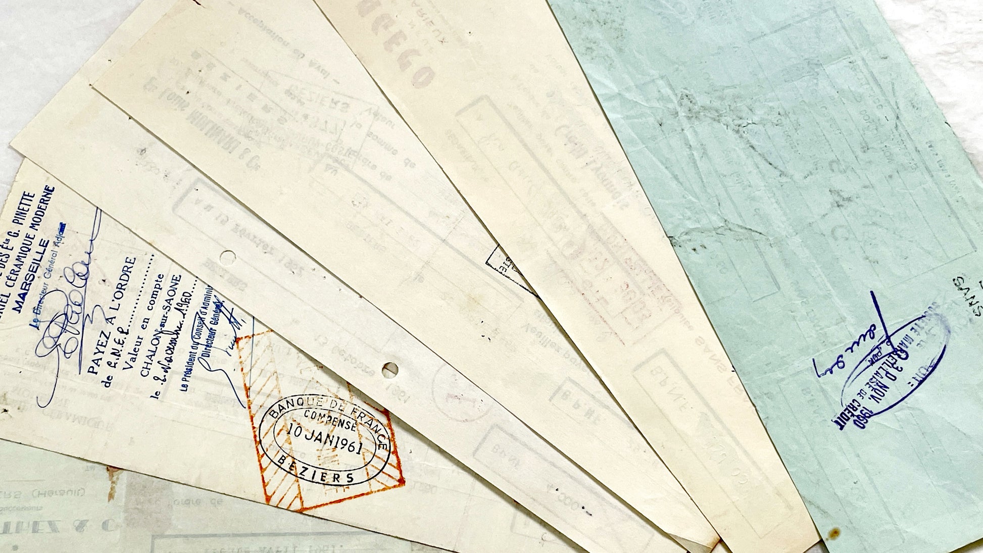1650s - Lot of 6 Vintage French Bills of Exchange – Handwritten Commercial Documents with Stamps