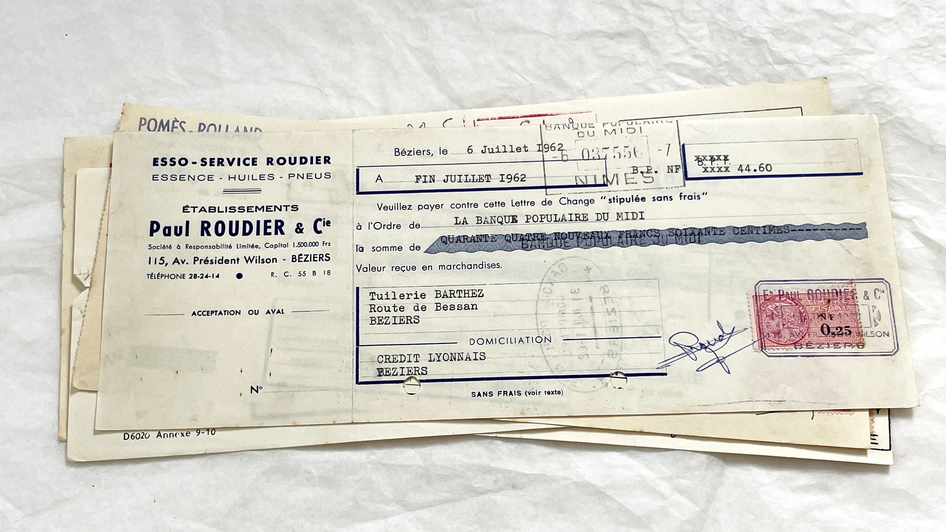 1650s - Lot of 6 Vintage French Bills of Exchange – Handwritten Commercial Documents with Stamps