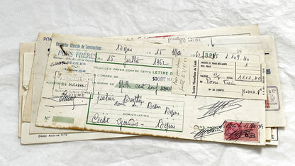 1650s - Lot of 6 Vintage French Bills of Exchange – Handwritten Commercial Documents with Stamps