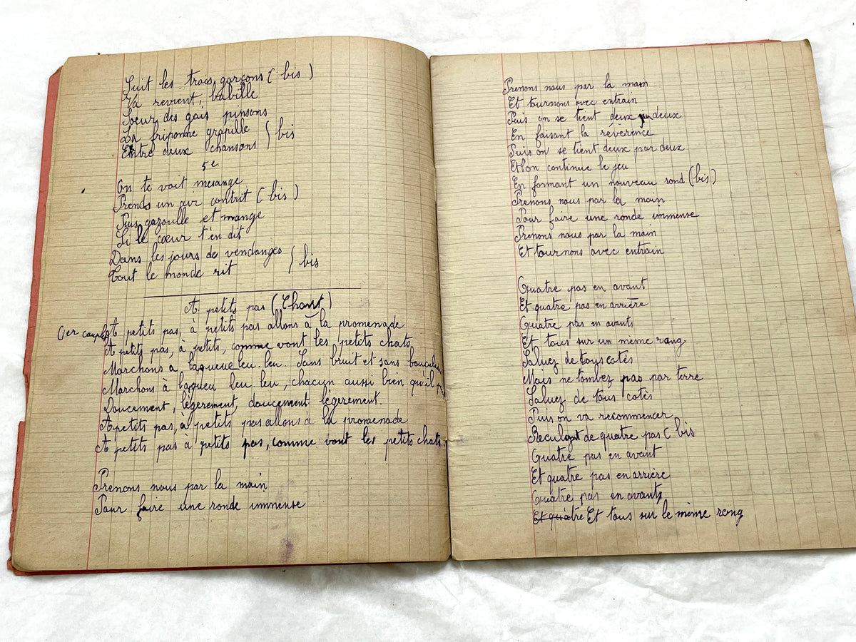 1920s - French School Notebook - Young Girl's Poetry & Songs Copybook - Dated 1926 French Lessons