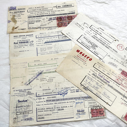 1650s - Lot of 6 Vintage French Bills of Exchange – Handwritten Commercial Documents with Stamps