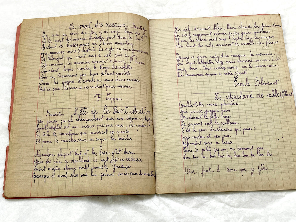 1920s - French School Notebook - Young Girl's Poetry & Songs Copybook - Dated 1926 French Lessons