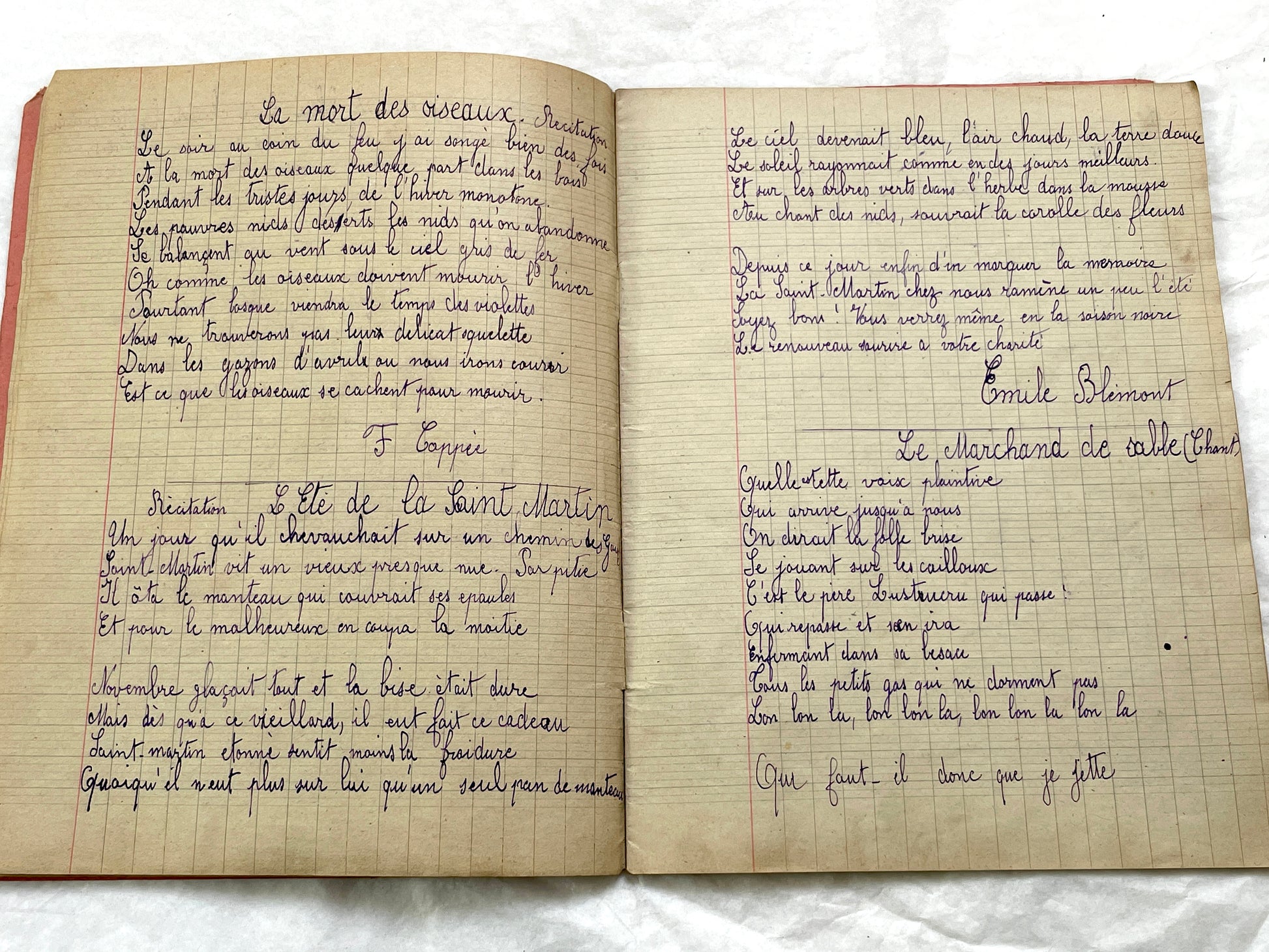 1920s - French School Notebook - Young Girl's Poetry & Songs Copybook - Dated 1926 French Lessons