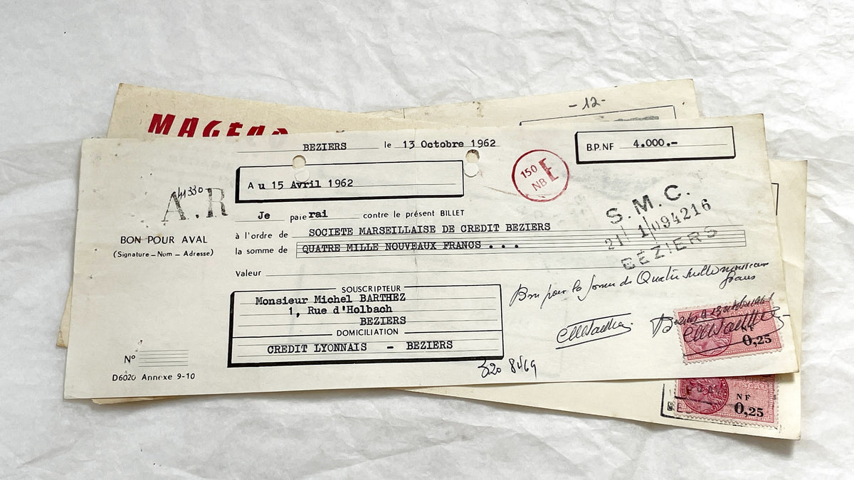 1650s - Lot of 6 Vintage French Bills of Exchange – Handwritten Commercial Documents with Stamps
