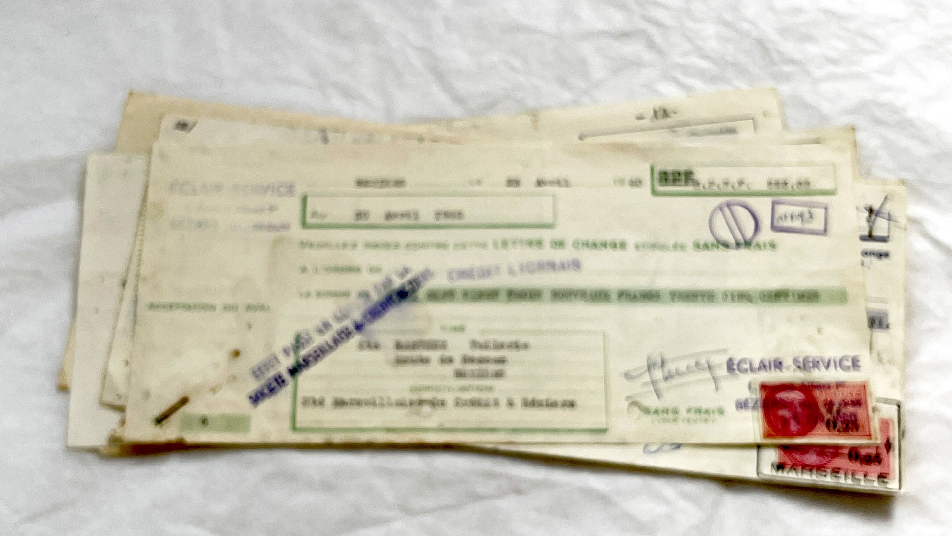 1650s - Lot of 6 Vintage French Bills of Exchange – Handwritten Commercial Documents with Stamps
