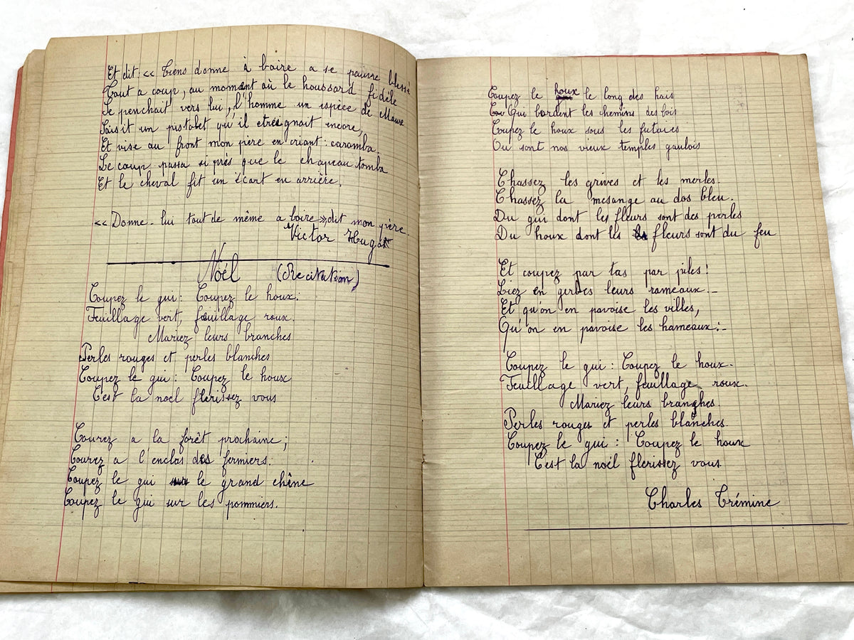 1920s - French School Notebook - Young Girl's Poetry & Songs Copybook - Dated 1926 French Lessons