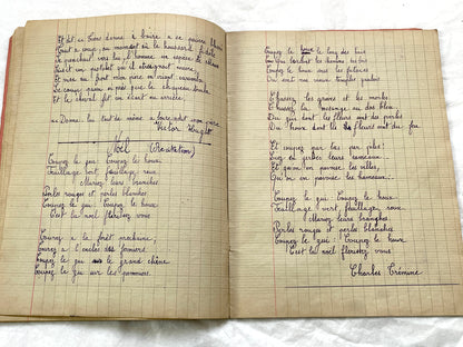 1920s - French School Notebook - Young Girl's Poetry & Songs Copybook - Dated 1926 French Lessons