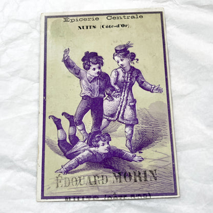 Late 19th - Antique French Chromo Card - Nuits Epicerie Centrale - Édouard Morin Grocery Store Advertisement - Vintage Ephemera