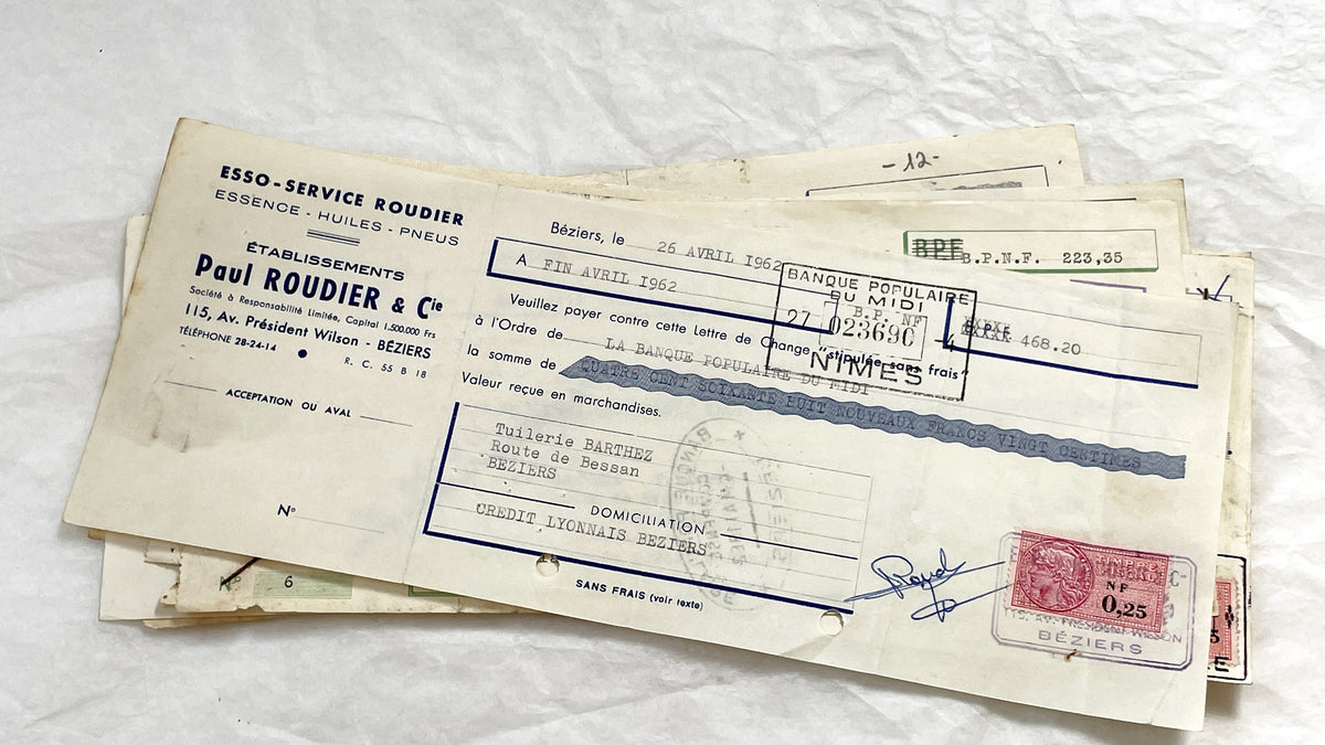 1650s - Lot of 6 Vintage French Bills of Exchange – Handwritten Commercial Documents with Stamps