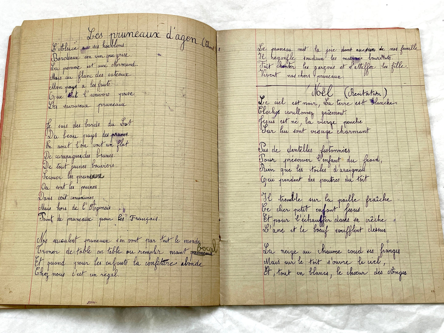 1920s - French School Notebook - Young Girl's Poetry & Songs Copybook - Dated 1926 French Lessons