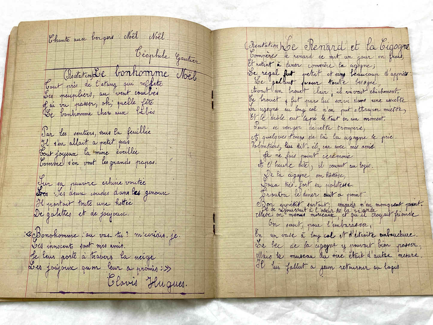 1920s - French School Notebook - Young Girl's Poetry & Songs Copybook - Dated 1926 French Lessons