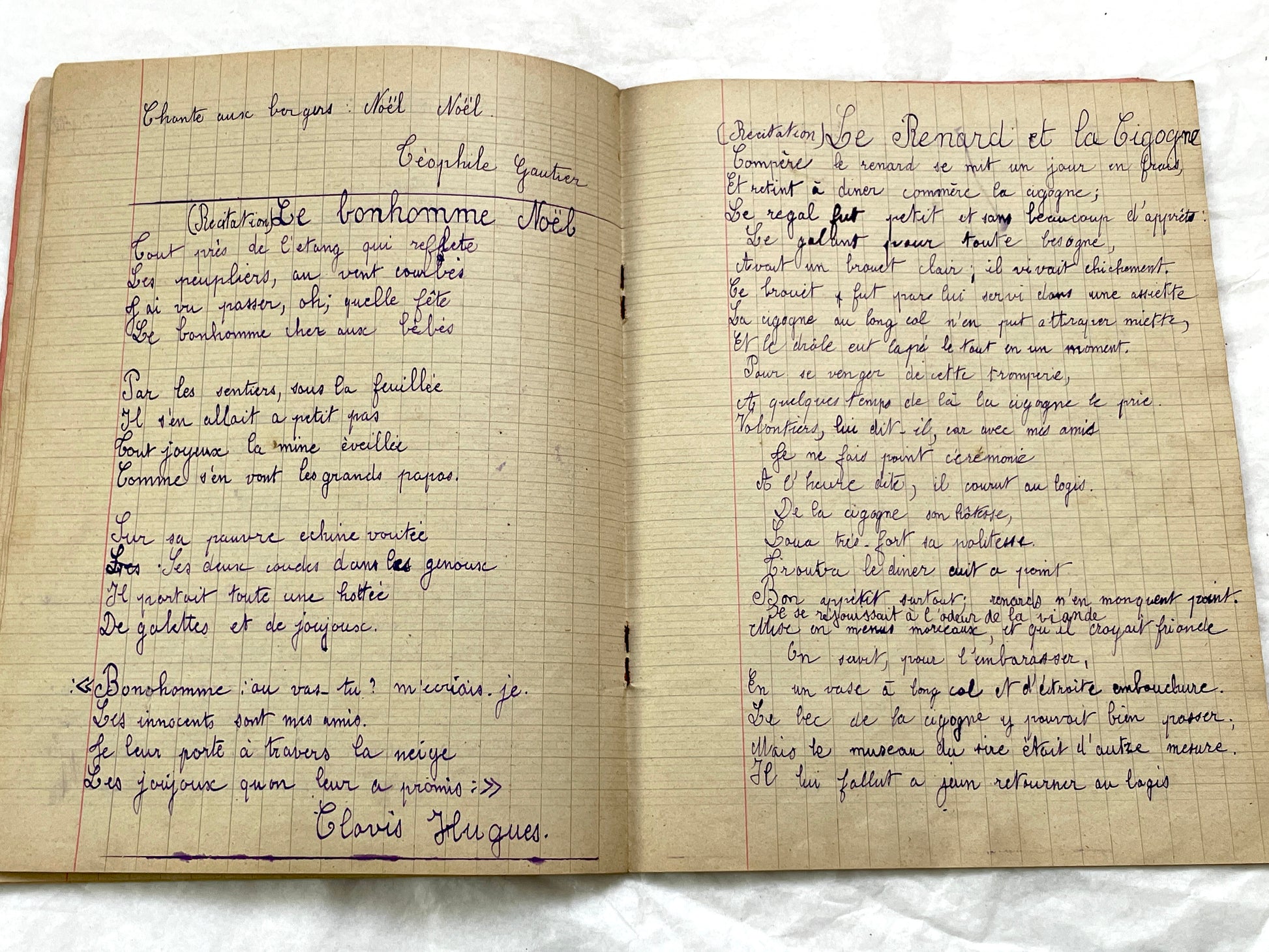 1920s - French School Notebook - Young Girl's Poetry & Songs Copybook - Dated 1926 French Lessons