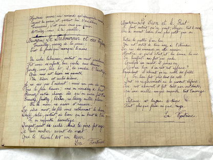 1920s - French School Notebook - Young Girl's Poetry & Songs Copybook - Dated 1926 French Lessons