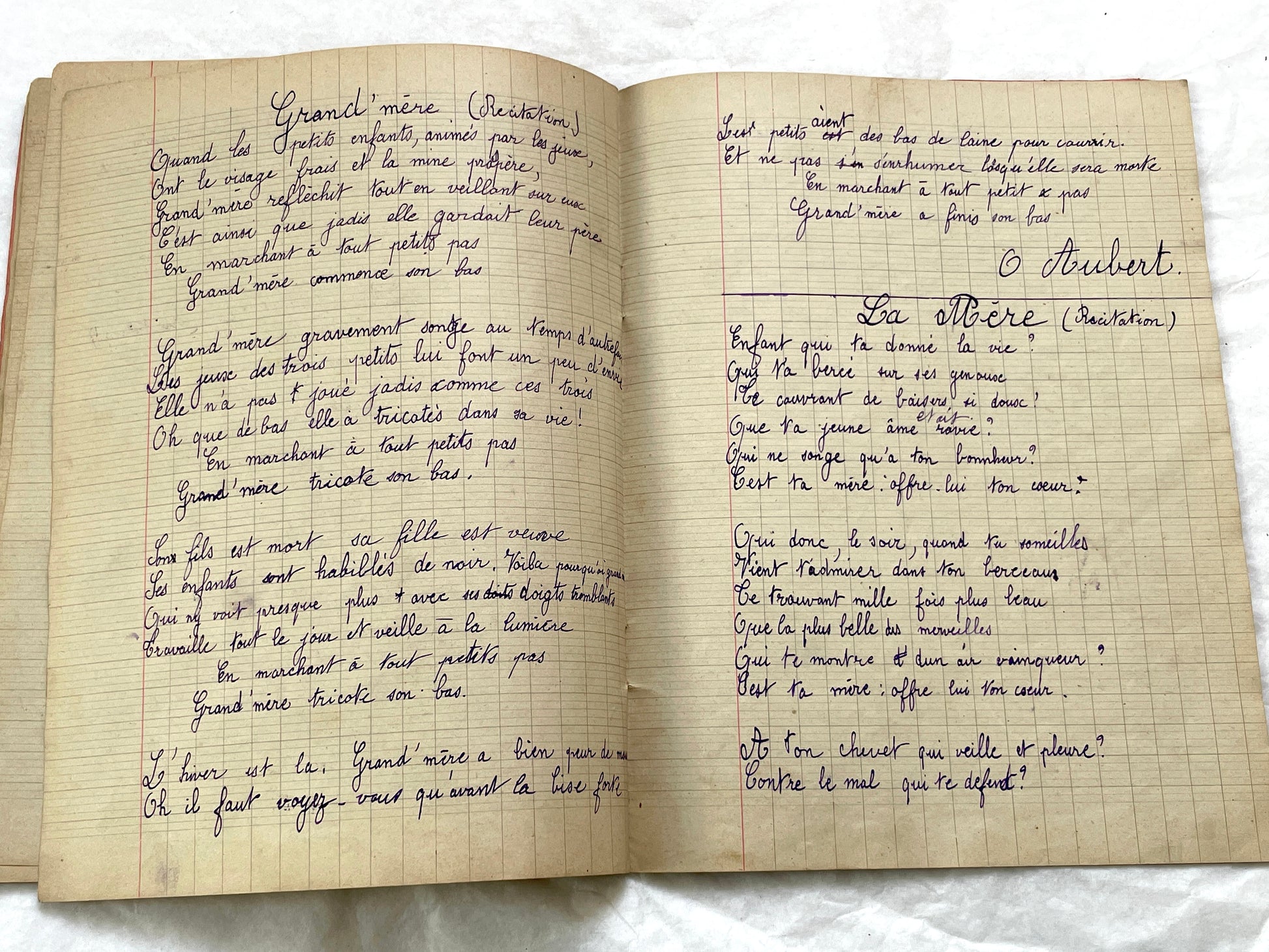 1920s - French School Notebook - Young Girl's Poetry & Songs Copybook - Dated 1926 French Lessons
