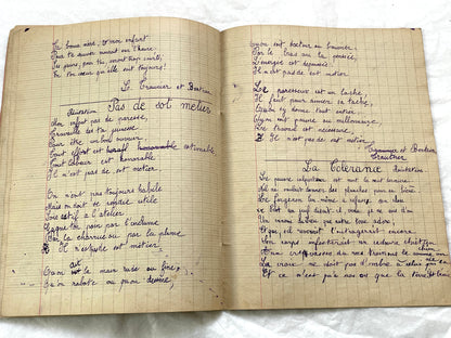 1920s - French School Notebook - Young Girl's Poetry & Songs Copybook - Dated 1926 French Lessons