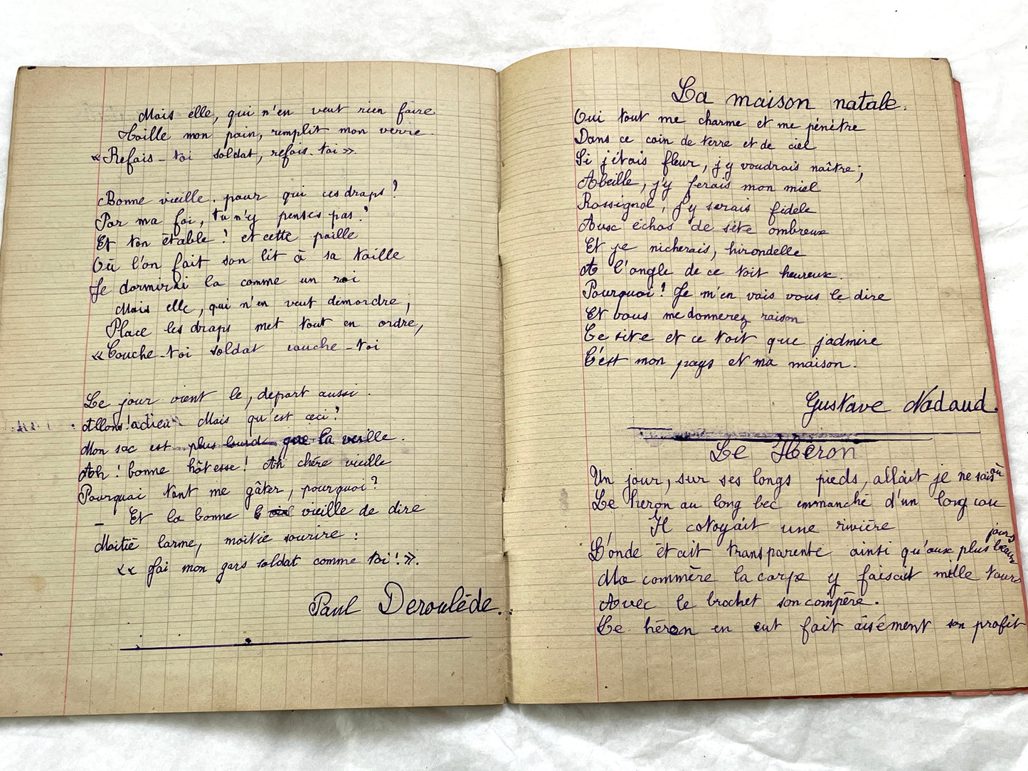 1920s - French School Notebook - Young Girl's Poetry & Songs Copybook - Dated 1926 French Lessons