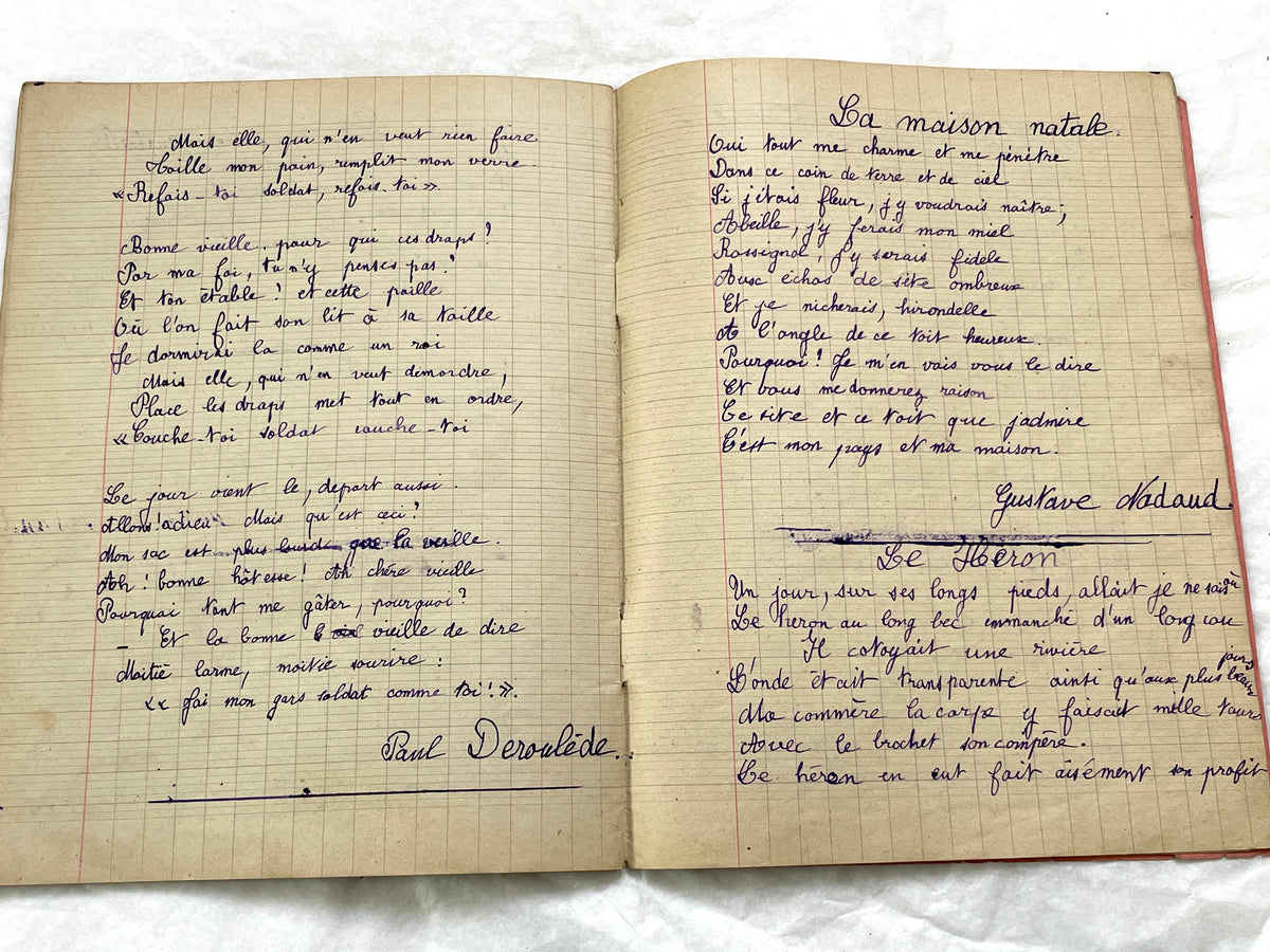 1920s - French School Notebook - Young Girl's Poetry & Songs Copybook - Dated 1926 French Lessons