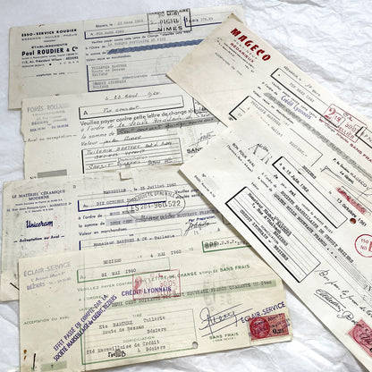 1650s - Lot of 6 Vintage French Bills of Exchange – Handwritten Commercial Documents with Stamps