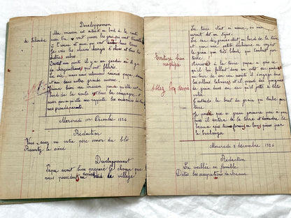 1920s - French School Notebook - Young Girl's Handwritten Daily Exercises - Early 20th Century Educational Ephemera - All Pages Pictured