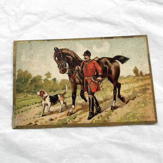 Late 19th - Three Chromolithograph Cards - Equestrian Horse Riding Carriages - Victorian Lifestyle Collectible Set - Golden Edged Decorative