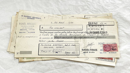 1650s - Lot of 6 Vintage French Bills of Exchange – Handwritten Commercial Documents with Stamps