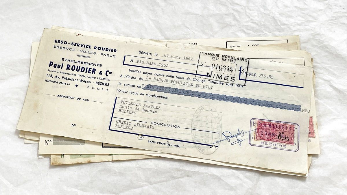 1650s - Lot of 6 Vintage French Bills of Exchange – Handwritten Commercial Documents with Stamps