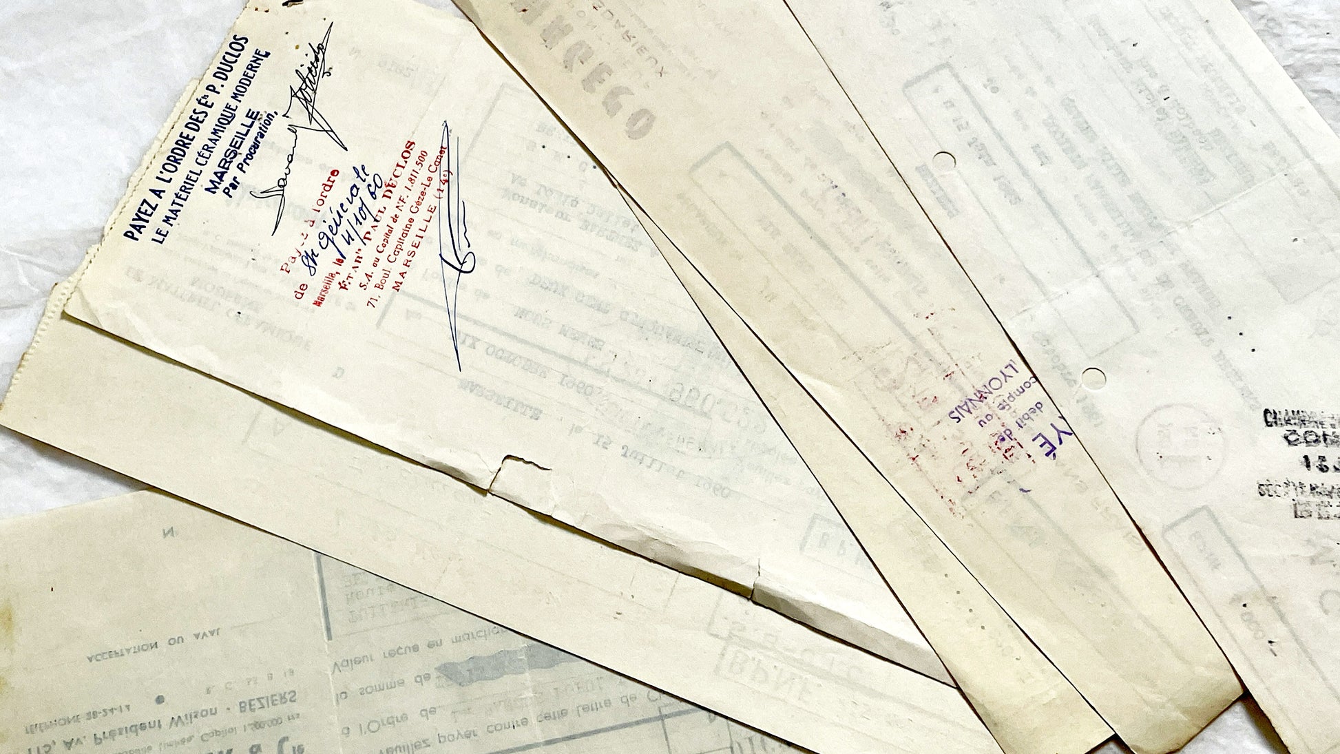 1650s - Lot of 6 Vintage French Bills of Exchange – Handwritten Commercial Documents with Stamps