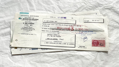 1650s - Lot of 6 Vintage French Bills of Exchange – Handwritten Commercial Documents with Stamps