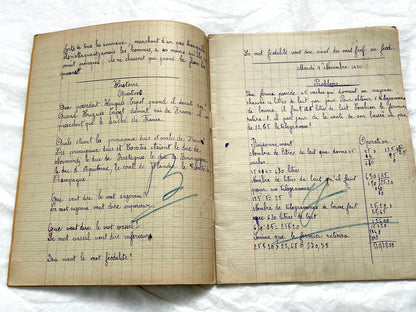 1920s - French School Notebook - Student's Cahier de Classe - Young Girl's Lessons - All Pages Photographed