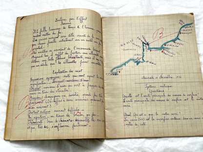 1920s - French School Notebook - Student's Cahier de Classe - Young Girl's Lessons - All Pages Photographed