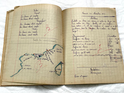 1920s - French School Notebook - Student's Cahier de Classe - Young Girl's Lessons - All Pages Photographed
