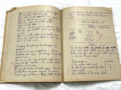1920s - French School Notebook - Student's Cahier de Classe - Young Girl's Lessons - All Pages Photographed