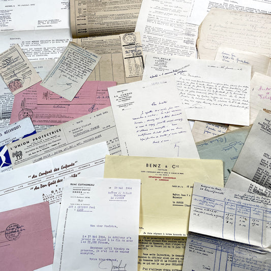 1950s - Vintage Ephemera Lot – French Letters, Invoices & Legal Documents from Notary Archive