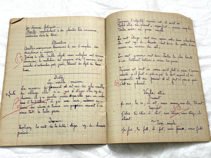1920s - French School Notebook - Student's Cahier de Classe - Young Girl's Lessons - All Pages Photographed