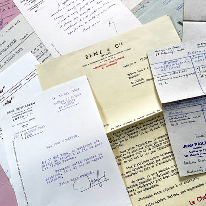 1950s - Vintage Ephemera Lot – French Letters, Invoices & Legal Documents from Notary Archive