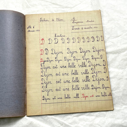 1920s - French Schoolgirl's Notebook - Vintage French Manuscript - Primary Education Ephemera - Daily Life Document