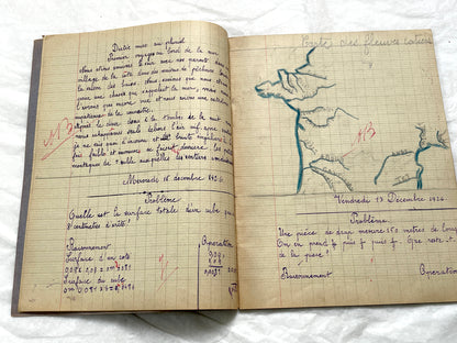1920s - French Schoolgirl's Notebook - Vintage French Manuscript - Primary Education Ephemera - Daily Life Document