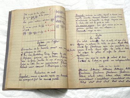 1920s - French Schoolgirl's Notebook - Vintage French Manuscript - Primary Education Ephemera - Daily Life Document