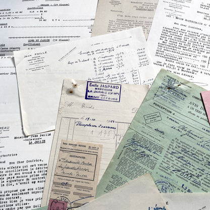 1950s - Vintage Ephemera Lot – French Letters, Invoices & Legal Documents from Notary Archive